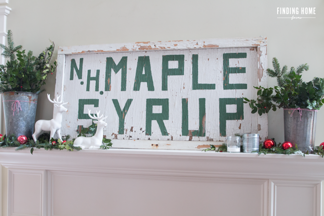 Our Vintage Sign Christmas Mantel