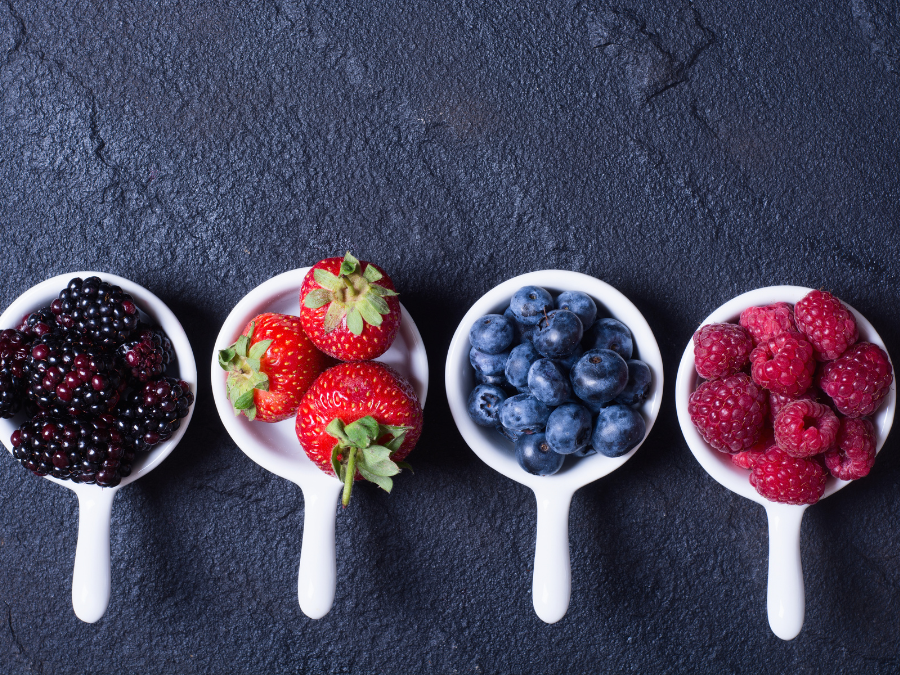 Fruit ready to serve on pancakes