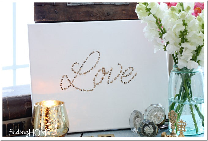 Twine Embroidered Art Canvas Tutorial : Love