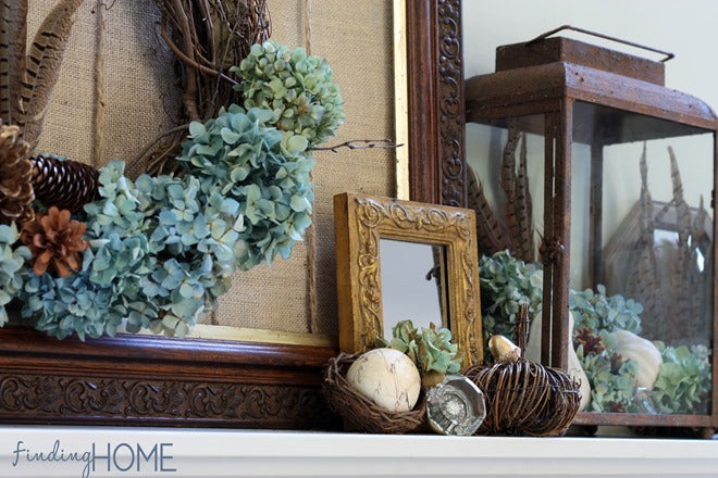 Fall Mantel with gold accents