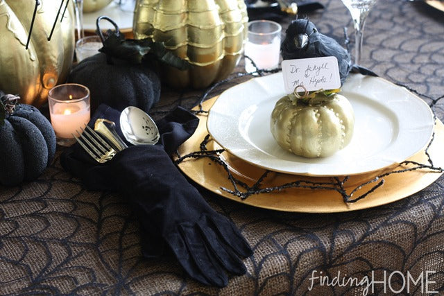 Elegantly Spooky Halloween Tablescape (& a sense of humor)