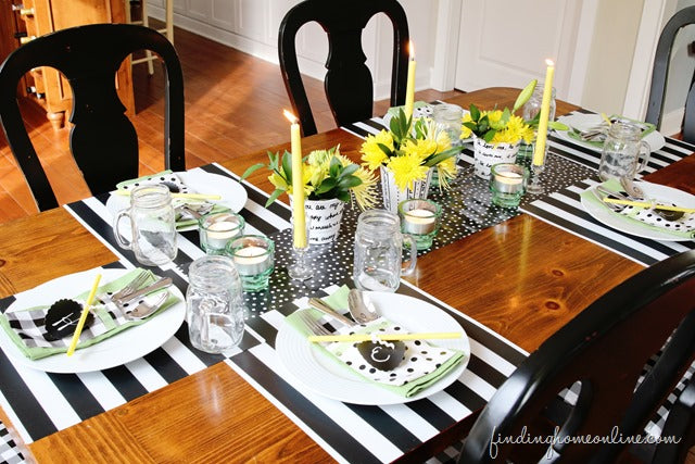 Black and White Stripe Table Setting