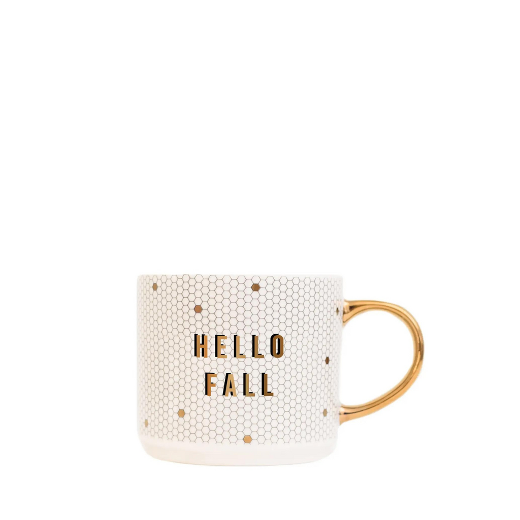 Hello Fall Gold Tile Coffee Mug