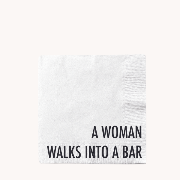A Woman Walks Into a Bar Cocktail Napkin